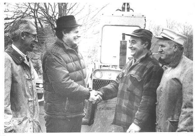 &quot;Recovering the Bell&quot; 1973 L to R: 1st Assistant Chief karl Kueng, Rev Paul Young, Fire Police Lt. Mario Buzzeo Sr., and Chief Bill Lynch Jr.